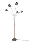 Lampadaire nickel antique et bois 5 branches DITO de TrioLighting