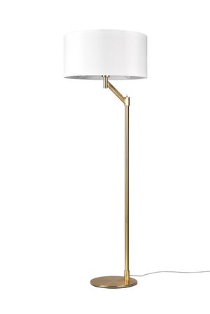 Lampadaire CASSIO laiton mat et abat-jour blanc de TrioLighting