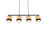 Suspension noire BOLZANO avec 4 abat-jour imitation bois Métal Noir et imit.bois 4*6w max.