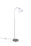 Lampadaire coudé SIERRA diffuseur blanc finition Nickel mat et blanc