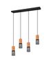  Suspension TOSH grillage noir et bois 4 douilles gamme VINTAGE