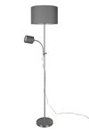 Lampadaire nickel abat-jour gris OWEN avec liseuse de TrioLighting