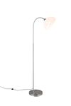 Lampadaire coudé SIERRA diffuseur blanc finition Nickel mat et blanc