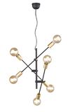 Suspension noire et 6 douilles dorées CROSS de TrioLighting