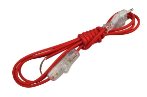 Cordon textile rouge pour lampe à poser avec interrupteur et fiche