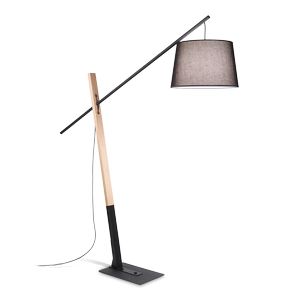 Lampadaire bois et métal EMINENT avec abat-jour finition Noir et bois 