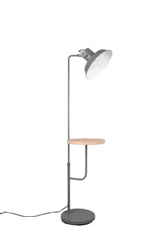 Lampadaire anthracite télescopique avec tablette bois de TrioLighting