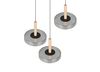 Suspension CELESTE – Élégance en verre, bois et métal avec variateur LED