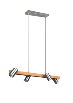 Suspension MARLEY à 4 spots en nickel mat et bois