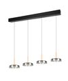 Suspension CELESTE – Élégance bois, verre et métal avec LED réglable
