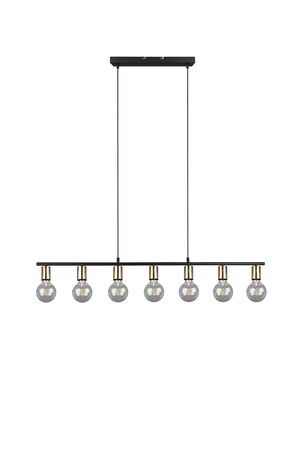 Lustre 7 douilles noir et doré mat VANNES de Triolighting