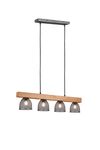 Lustre 4 cages noires sur poutre en bois CESTINO de TrioLighting