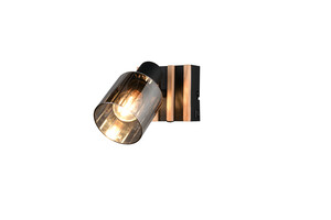 Spot Plafonnier LED TRAVIA 1 Lumière - Bois Naturel & Noir Mat