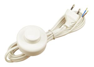 Cordon d'alimentation pied de lampe blanc 3.5m avec interrupteur à pied