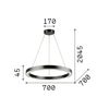 Lustre ORACLE cercle suspendu avec profilé aluminium plat Led finition Noir mat 