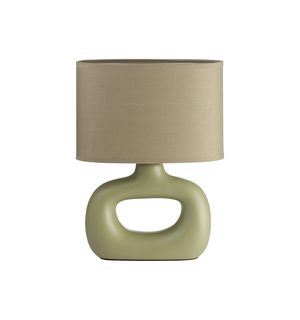 Lampe PUBOL pied céramique et abat-jour finition verte