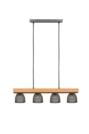 Lustre 4 cages noires sur poutre en bois CESTINO de TrioLighting