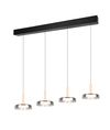 Suspension CELESTE – Élégance bois, verre et métal avec LED réglable