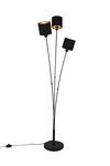 Lampadaire 3 Lumières Trio TOMMY Noir Mat & Tissu Or - R46333979