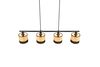 Suspension noire BOLZANO avec 4 abat-jour imitation bois Métal Noir et imit.bois 4*6w max.