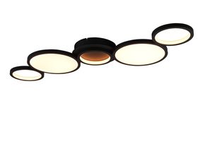 Plafonnier LED 5 cercles noir mat SALSA