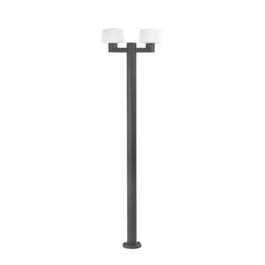 Lampadaire MUFFIN avec 2 diffuseurs blancs cannelés finition Anthracite et opale blanc