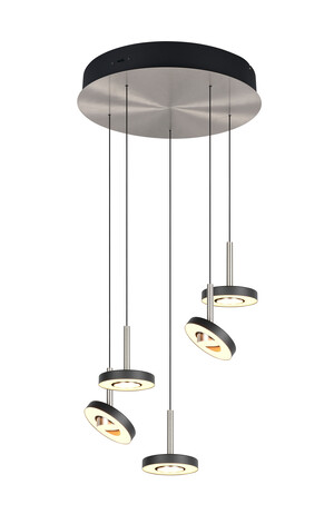 Suspension LED GUANO 5 Lumières - Nickel Mat | Lift Me & Design CCT Anneaux