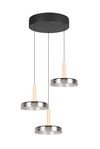 Suspension CELESTE – Élégance en verre, bois et métal avec variateur LED