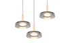Suspension CELESTE – Élégance en verre, bois et métal avec variateur LED