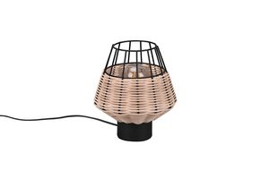 Lampe en métal noir et rotin naturel BORKA de Triolighting