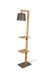 Lampadaire RODRIGO bois et tablettes nickel antique et bois clair de TrioLighting