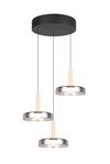 Suspension CELESTE – Élégance en verre, bois et métal avec variateur LED