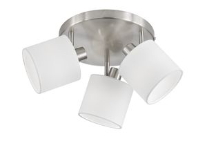 Plafonnier nickel mat/blanc 3 abat-jour TOMMY de TrioLighting