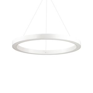 Lustre ORACLE cercle suspendu avec profilé aluminium plat Led finition Blanc mat 