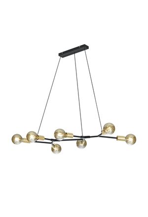 Lustre noir et 6 douilles dorées CROSS de TrioLighting