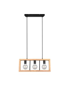 Suspension rectangle en bois et noir AGRA de Triolighting