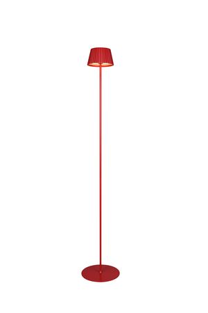 Lampadaire nomade rechargeable SUAREZ abat-jour plissé rouge