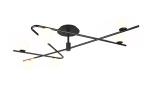 Plafonnier 6 Lumières FLAMING - Noir et Or / Verre