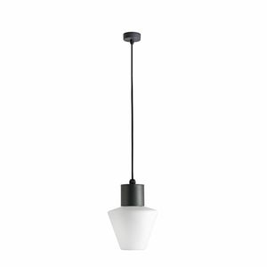 Suspension MISTU avec diffuseur conique blanc finition Anthracite et opale blanc