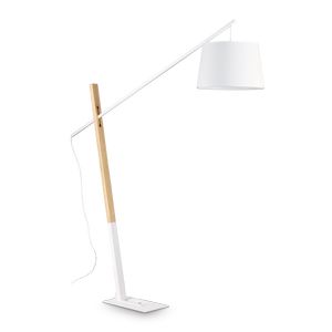 Lampadaire bois et métal EMINENT avec abat-jour finition Blanc et bois 