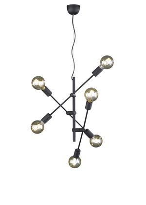 Suspension noire et 6 douilles noires CROSS de TrioLighting