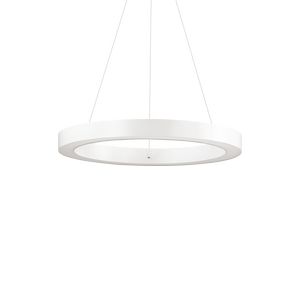 Lustre ORACLE cercle suspendu avec profilé aluminium plat Led finition Blanc mat 