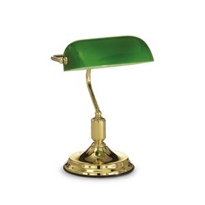 Lampe banquier avec abat-jour en verre orientable finition Doré/vert