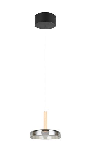 Suspension CELESTE – Élégance bois, verre et métal avec LED réglable