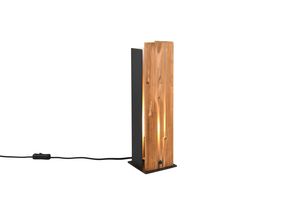 Lampe KARUNI – Bois naturel ajouré, métal noir mat