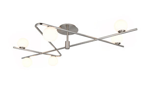 Plafonnier 6 Lumières FLAMING - Nickel Mat / Verre