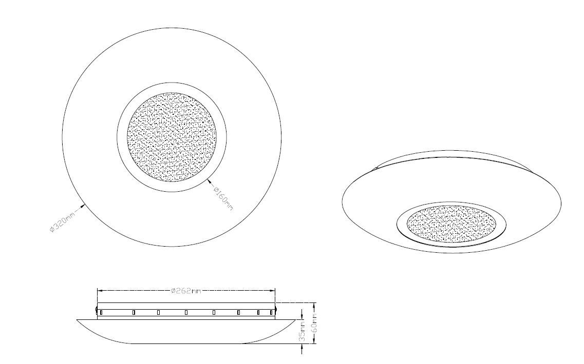 Plafonnier LED CHIROS finition or craquelé de TrioLighting