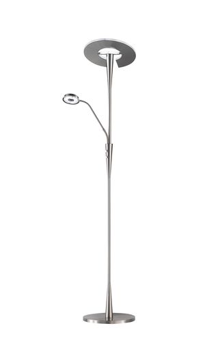 Lampadaire nickel mat QUEBEC 35W avec liseuse de TrioLighting