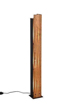 Lampadaire KARUNI – Bois naturel ajouré, métal noir mat